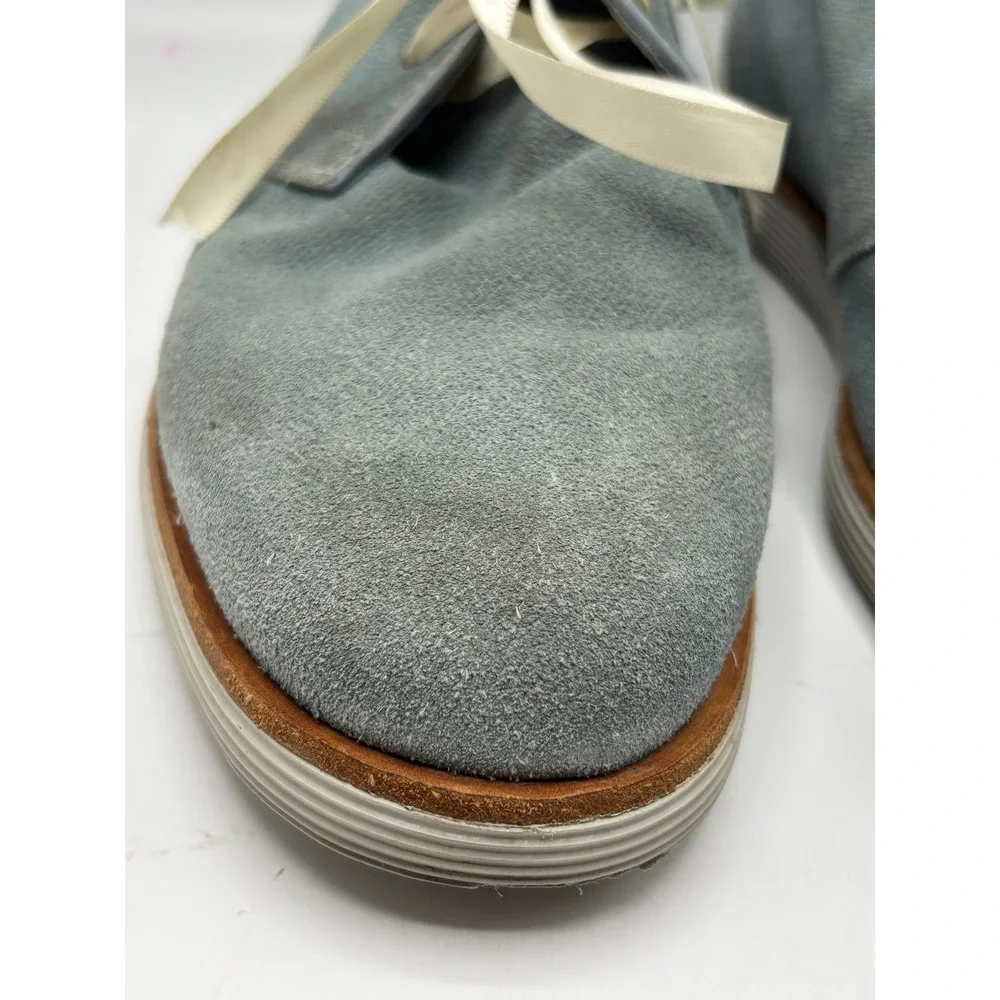Santoni Mens Suede Chukka Boots Light Blue Ribbon Lace Made in Italy Size 6